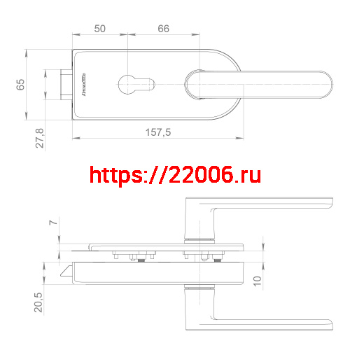 Комплект: замок+ручка Armadillo (Армадилло) для стеклянной двери Space.GL.LPZ BL черный фото 5