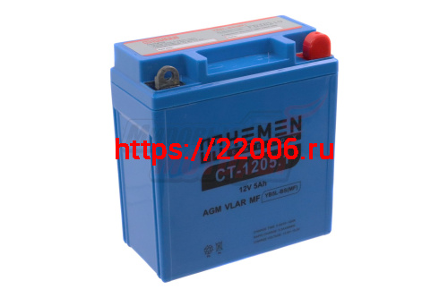 Аккумулятор 12В 5Ач HEMEN ENERGY CT1205.1 (YB5L-BS(MF)) (кислотный, герметичный) (обр.полярн.) (119*60*129мм)
