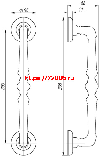 Ручка-скоба Fuaro (Фуаро) PULL.SM250.PALAZZO AB-7 (PALAZZO PULL SM) матовая бронза фото 5