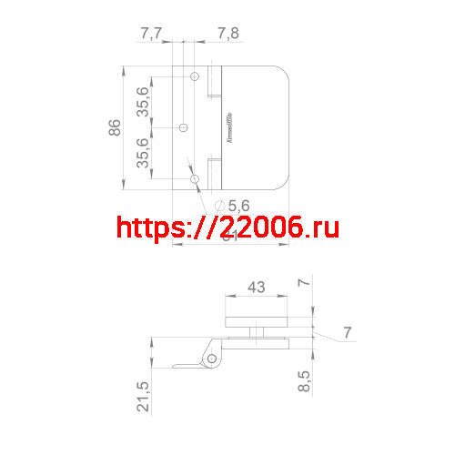Петля Armadillo (Армадилло) для стеклянной двери Space.GL.H01 (2 шт) BL черный фото 5