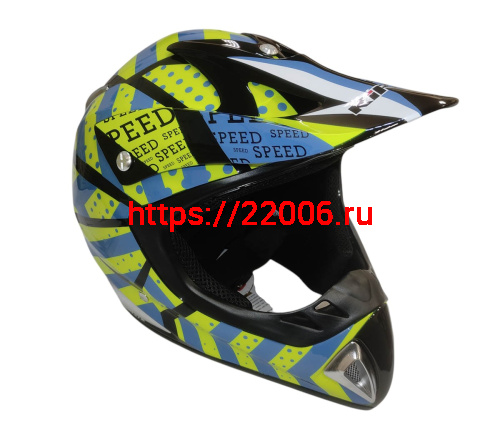 Шлем кроссовый KIRIN K27, черный, черн-бел, зелен-желт, размер L Шлем кроссовый KIRIN K27, черный, черн-бел, зелен-желт, размер L