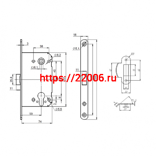 Корпус Punto (Пунто) замка LM/PL85-50/BL BL (черный) фото 3 Корпус Punto (Пунто) замка LM/PL85-50/BL BL (черный) фото 3