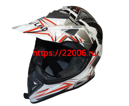 Шлем кроссовый "Safelead" HF-116 MATT BLACK белый Q158R размер XL  NEW фото 2