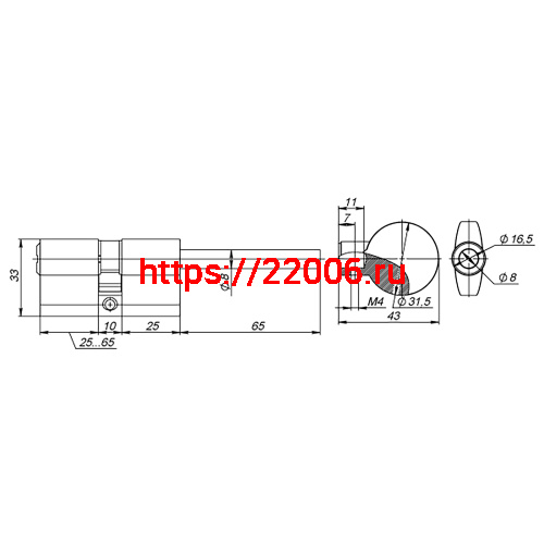 Цилиндровый Fuaro (Фуаро) механизм (D-PRO507/100) D-PRO5007Tang100(65+10+25) CP хром 5Key со штоком фото 3 Цилиндровый Fuaro (Фуаро) механизм (D-PRO507/100) D-PRO5007Tang100(65+10+25) CP хром 5Key со штоком фото 3