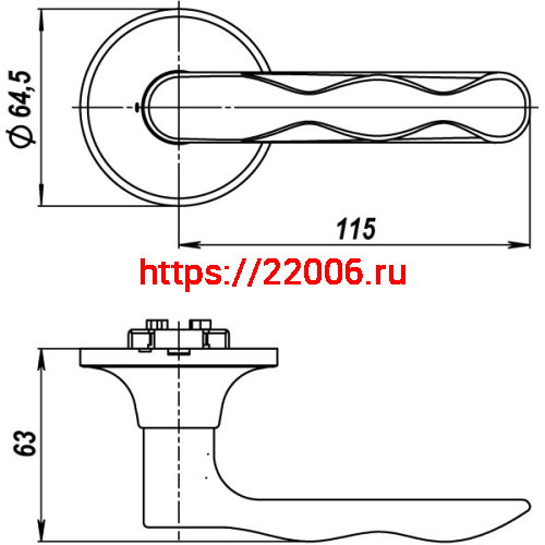 Ручка Punto (Пунто) защелка DK624 SN-BK (6024 SN-B) (фик.) мат. никель фото 3