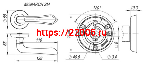 Ручка Fuaro (Фуаро) раздельная R.SM58.MONARCH (MONARCH SM) AB-7 матовая бронза фото 3 Ручка Fuaro (Фуаро) раздельная R.SM58.MONARCH (MONARCH SM) AB-7 матовая бронза фото 3
