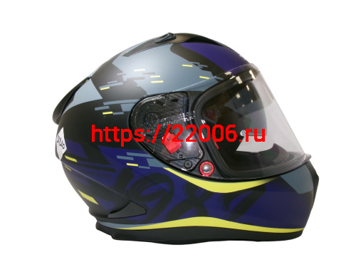 Шлем TVS RACING (Индия) STREET D/V DULL BLACK M.BLUE размер XXL, + пинлок в комплекте, очки фото 5
