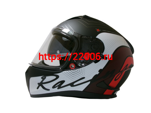 Шлем TVS RACING (Индия) STREET D/V DULL BLACK RED размер XL, + пинлок в комплекте, очки фото 2