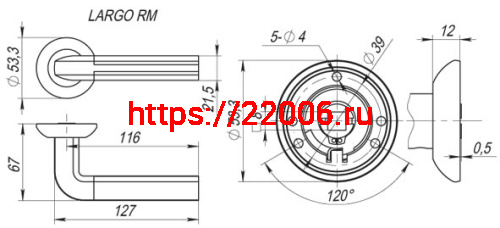 Ручка Fuaro (Фуаро) раздельная R.RM54.LARGO (LARGO RM) SN/CP-3 матовый никель/хром фото 3 Ручка Fuaro (Фуаро) раздельная R.RM54.LARGO (LARGO RM) SN/CP-3 матовый никель/хром фото 3