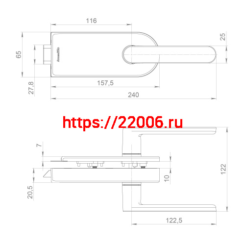 Комплект: замок+ручка Armadillo (Армадилло) для стеклянной двери Space.GL.LUV BL черный фото 5