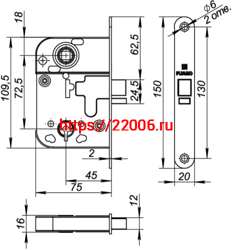 Замок Fuaro (Фуаро) врезной L.FIN2014/WC (2014-WC/S) CP хром фото 4 Замок Fuaro (Фуаро) врезной L.FIN2014/WC (2014-WC/S) CP хром фото 4