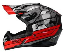 Мотошлем 801 серо-красный (XL)