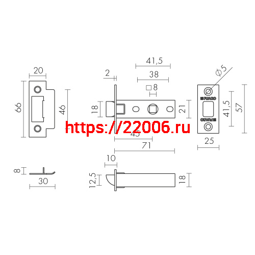 Защелка Fuaro (Фуаро) врезная METF12-45-25 (F12-45-25) WH белый фото 3 Защелка Fuaro (Фуаро) врезная METF12-45-25 (F12-45-25) WH белый фото 3