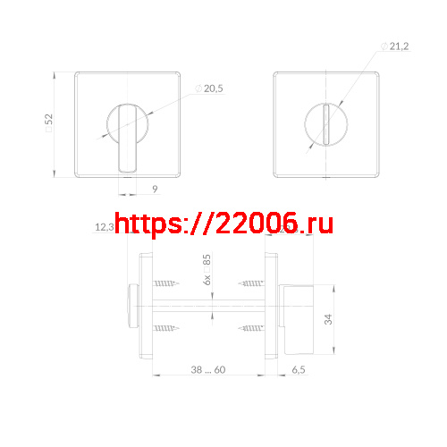 Ручка Punto (Пунто) поворотная BK6.K.EST.Q52.JOY SN-3 матовый никель фото 3