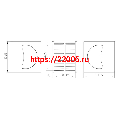 Ручка Armadillo (Армадилло) для раздвижных дверей SH.QUADRO55.010 MWSC-33 итальянский тисненый фото 3