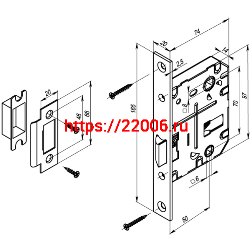 Защелка Punto (Пунто) врезная METL72-50 ( L72-50) SN мат.никель фото 3