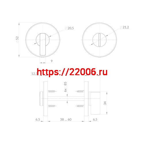 Ручка Punto (Пунто) поворотная BK6.R.EST.R52.JOY BL-24 черный фото 3