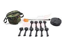 Набор жерлиц с угловой стойкой в сумке с черной катушкой d.60-65 Три кита