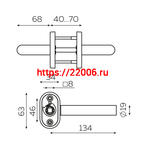 Ручка Fuaro (Фуаро) раздельная R.DSS201-0201P/19 INOX 201 BLACK (овальное основание) фото 2