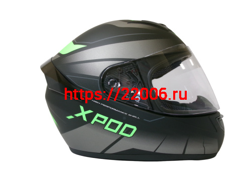 Шлем TVS RACING (Индия) XPOD DULL BLACK NEON GREEN размер M фото 4