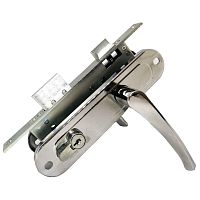 Замок Absolyute (Абсолют) врезной цилиндровый с защёлкой в комплекте с ручкой ЗВ4-70/07 (хром лак), 4 кл.