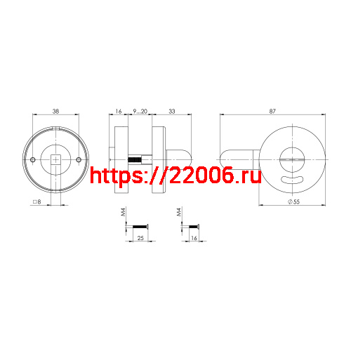 Ручка Ajax (Аякс) поворотная BK6.WC.CABIN SS нержавеющ.сталь фото 3