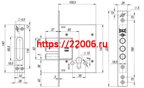 Корпус Kale kilit (Кале килит) врезного цилиндрового замка 257 w/b фото 3 Корпус Kale kilit (Кале килит) врезного цилиндрового замка 257 w/b фото 3