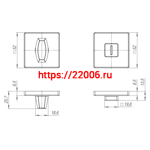 Ручка Fuaro (Фуаро) поворотная BK6.K.SL52 (BK6 SL) GR-23 графит фото 3 Ручка Fuaro (Фуаро) поворотная BK6.K.SL52 (BK6 SL) GR-23 графит фото 3