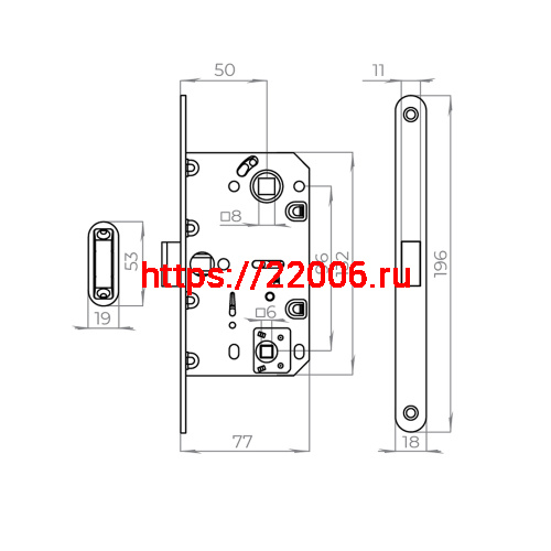 Защелка Ajax (Аякс) врезная MAGNLN96WC-50 (LN96WC-50) SSC сатин.хром фото 2