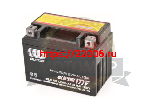 Аккумулятор 12В 4 А/ч UTX4L-BS, OUTDO (114х70х87) обрат.пол, кислотный, для Альфы Аккумулятор 12В 4 А/ч UTX4L-BS, OUTDO (114х70х87) обрат.пол, кислотный, для Альфы