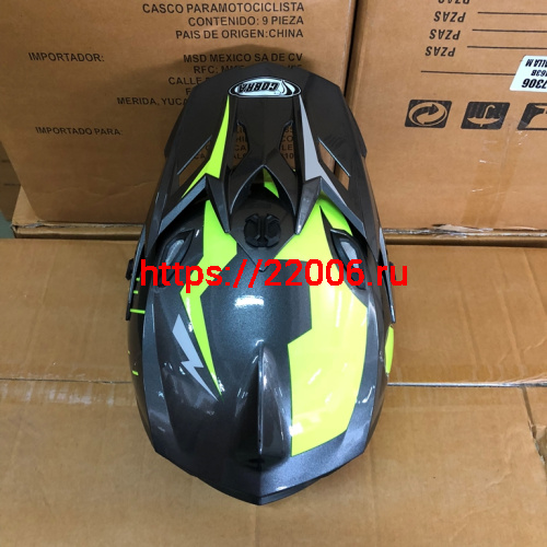 Шлем кроссовый COBRA JK801, №3 серый - лайм, размеры M фото 4 Шлем кроссовый COBRA JK801, №3 серый - лайм, размеры M фото 4