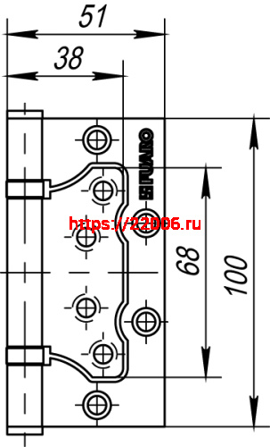 Петля Fuaro (Фуаро) универсальная без врезки IN4500W CF (500-2BB 100x2,5) кофе фото 3