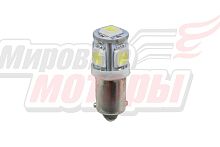 Лампа 12 В BA9S (T8), 5 светодиодов SMD, белая