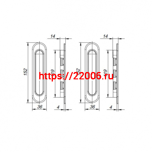 Ручка Punto (Пунто) для раздвижных дверей SH.SL152.010 (Soft LINE SL-010) СP хром фото 3