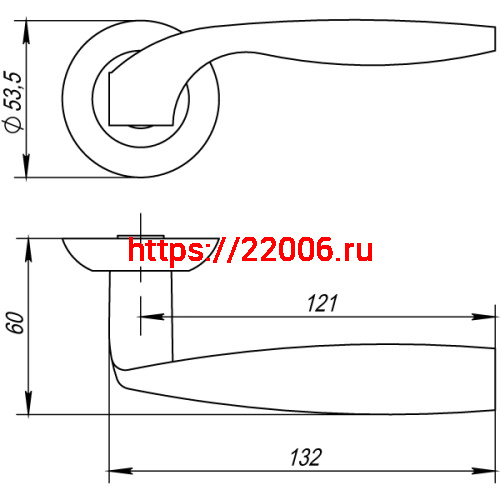 Ручка Punto (Пунто) раздельная R.TL54.BOSTON (BOSTON TL) SN/CP-3 матовый никель/хром фото 3