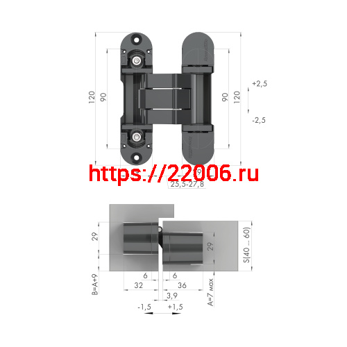Петля Armadillo (Армадилло) скрытой установки U3D8000.VPG SG мат. золото TECH/NO LOGO фото 3 Петля Armadillo (Армадилло) скрытой установки U3D8000.VPG SG мат. золото TECH/NO LOGO фото 3