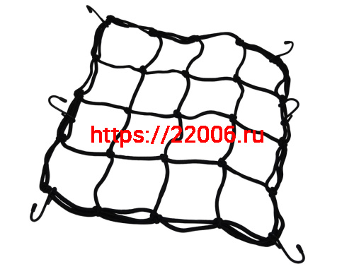 Сетка для крепления багажа черная (4мм, 30х30см) мет.крючки RSCN-001 фото 2