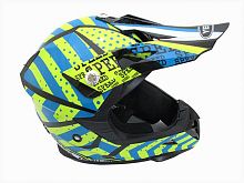Мотошлем YM-915 черно-сине-желтый полосатый (M)
