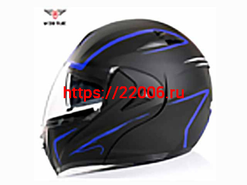 Мотошлем VIRTUE MD-808 трансформер с визором черно-синий матовый (L)