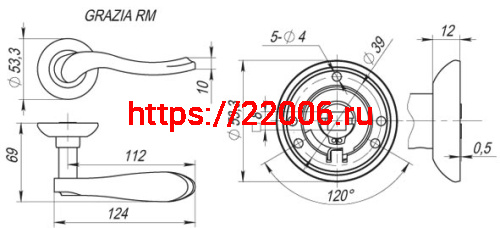 Ручка Fuaro (Фуаро) раздельная R.RM54.GRAZIA (GRAZIA RM) SN/CP-3 матовый никель/хром фото 3