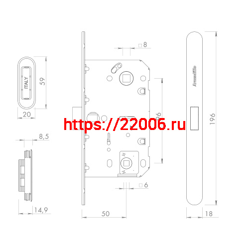 Магнитная Armadillo (Армадилло) защелка WC с ответной планкой GRAVITY.PRO G01.196.50.96 CP хром фото 4