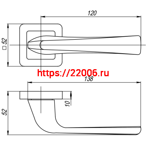Ручка Punto (Пунто) раздельная K.QR52.SATURN (SATURN QR) GR/CP-23 графит/хром фото 3