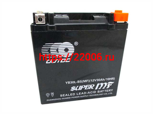 Аккумулятор OUTDO VRLA YB30L-BS(MF) (12v/30hr) залитый гермитичный (166*127*175) 2
