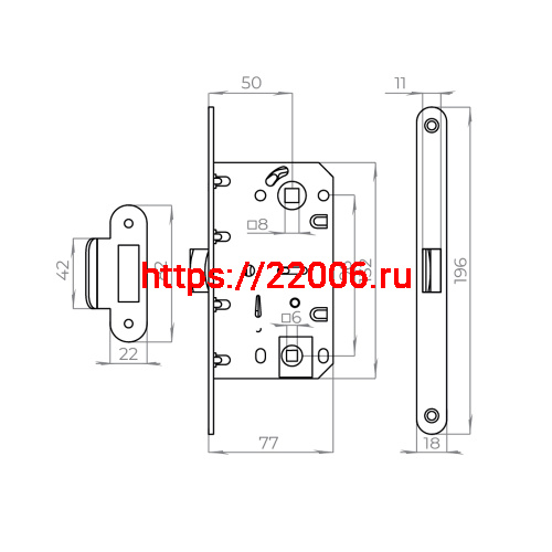 Защелка Ajax (Аякс) врезная PLASTLP96WC-50 SN мат.никель фото 3