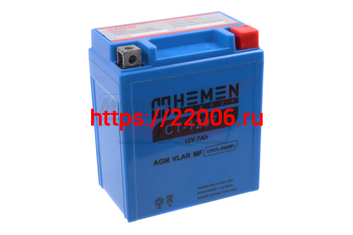 Аккумулятор 12В 7Ач HEMEN ENERGY CT1207.1 (UTX7L-BS(MF))(кислотный, герметичный) (обр.полярн) (113*70*132мм)