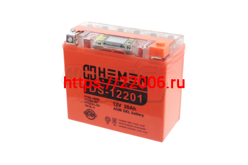 Аккумулятор 12В20Ач HEMEN ENERGY DS12201 (YTX20L-BS) С ДИСПЛЕЕМ (гелевый) (обр. пол) (175*87*154мм)