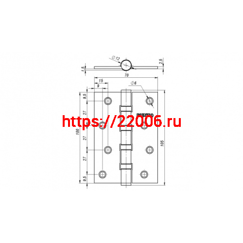 Петля Punto (Пунто) универсальная IN4100U CP (4B 100х70х2.5) хром фото 3 Петля Punto (Пунто) универсальная IN4100U CP (4B 100х70х2.5) хром фото 3