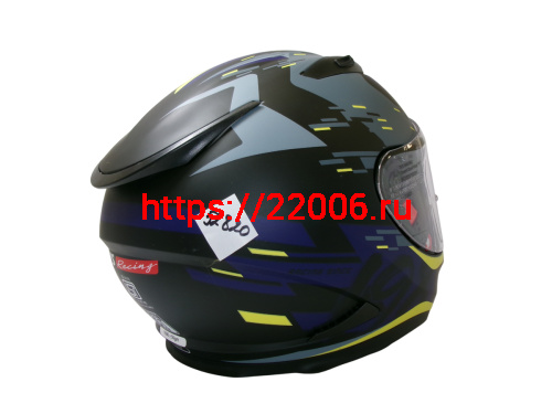 Шлем TVS RACING (Индия) STREET D/V DULL BLACK M.BLUE размер XXL, + пинлок в комплекте, очки фото 4