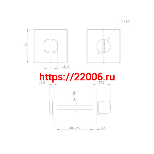 Ручка Punto (Пунто) поворотная BK6.K.EST.Q52 CP-8 хром фото 3