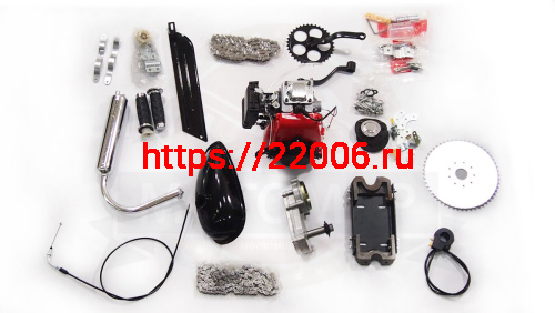 Двигатель Веломотор 4х тактный (цепной редуктор) (КОМПЛЕКТ для установки) Двигатель Веломотор 4х тактный (цепной редуктор) (КОМПЛЕКТ для установки)